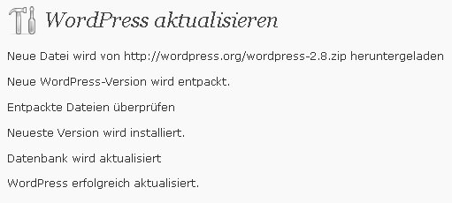 Wordpress-Update auf Version 2.8